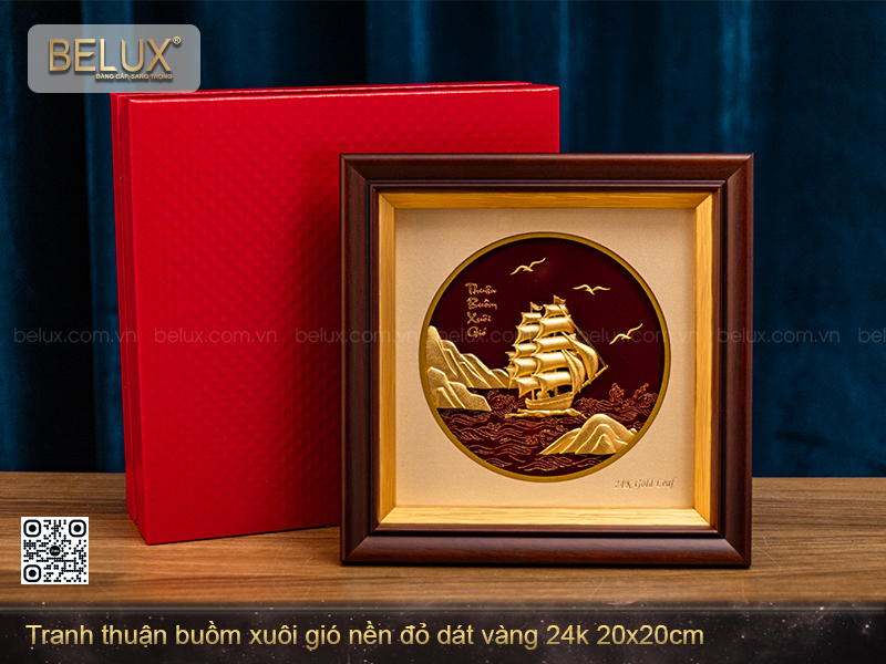 Tranh Thuyền Vàng Khải Hoàn  dát vàng 24k kt 20x20cm&nbsp;